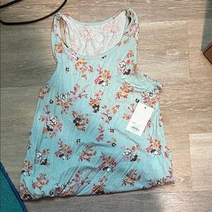 SO Floral Tank Top - Light Blue and Multicolor